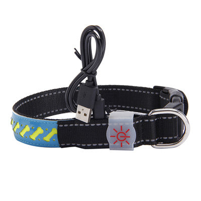 LED Pet Safety Collar with USB Rechargable Battery