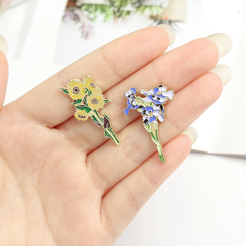 Painting Art Brooch Lapel Pin - Van Gogh Munch Davinci Renoir Picasso