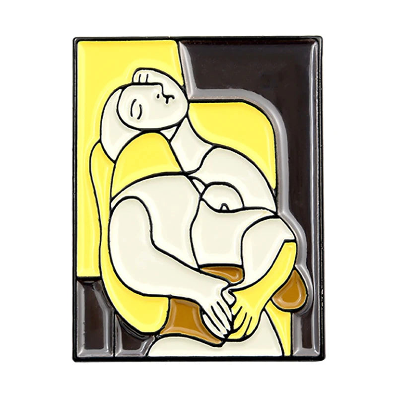 Painting Art Brooch Lapel Pin - Van Gogh Munch Davinci Renoir Picasso