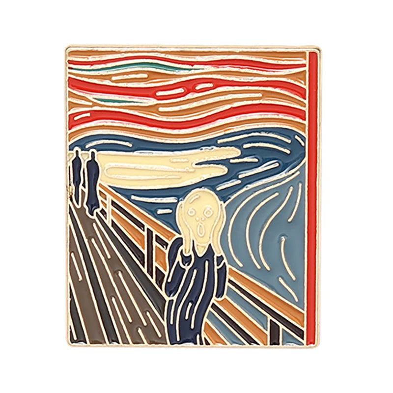 Painting Art Brooch Lapel Pin - Van Gogh Munch Davinci Renoir Picasso
