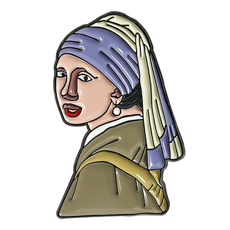 Painting Art Brooch Lapel Pin - Van Gogh Munch Davinci Renoir Picasso
