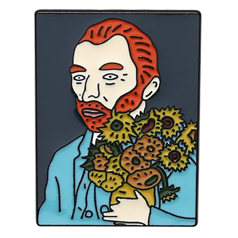 Painting Art Brooch Lapel Pin - Van Gogh Munch Davinci Renoir Picasso