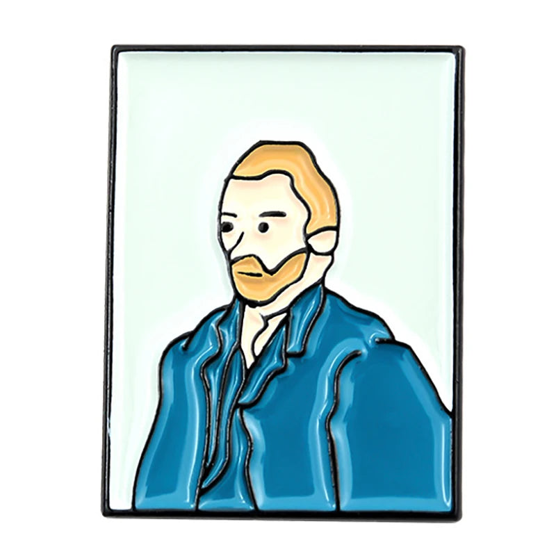 Painting Art Brooch Lapel Pin - Van Gogh Munch Davinci Renoir Picasso