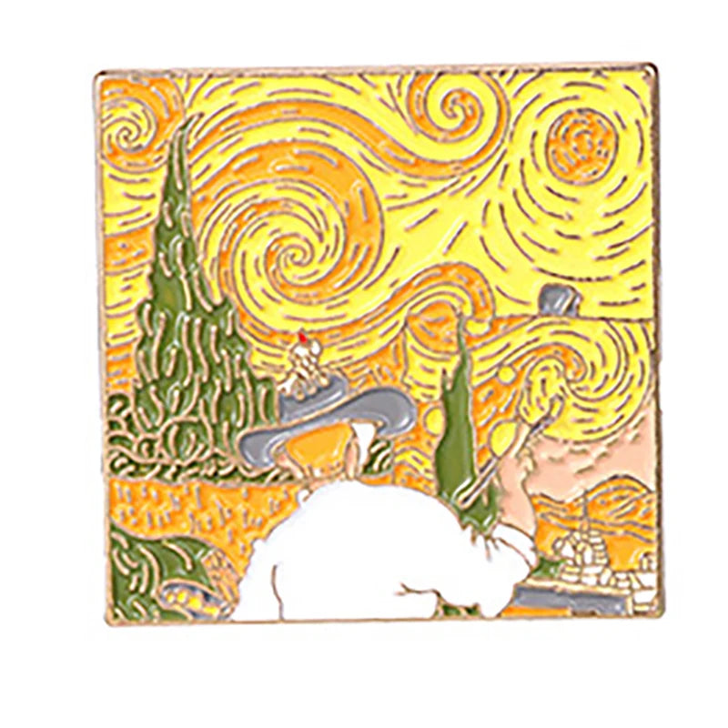 Painting Art Brooch Lapel Pin - Van Gogh Munch Davinci Renoir Picasso