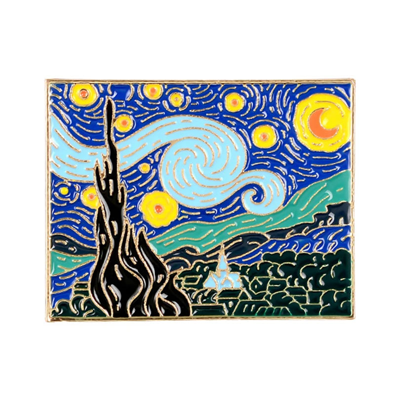 Painting Art Brooch Lapel Pin - Van Gogh Munch Davinci Renoir Picasso