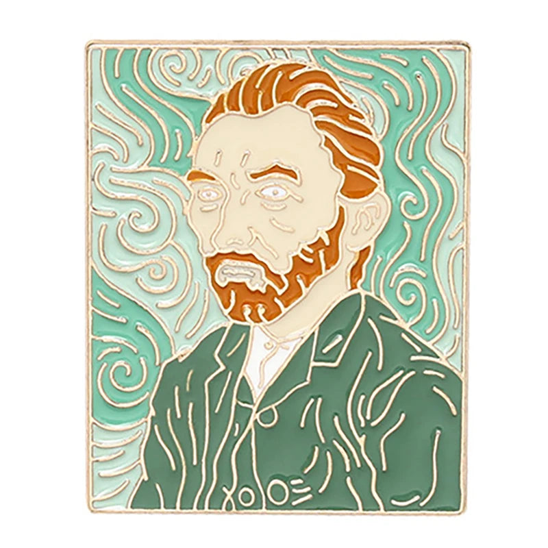 Painting Art Brooch Lapel Pin - Van Gogh Munch Davinci Renoir Picasso