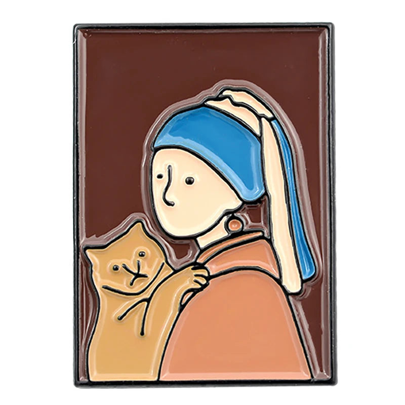 Painting Art Brooch Lapel Pin - Van Gogh Munch Davinci Renoir Picasso