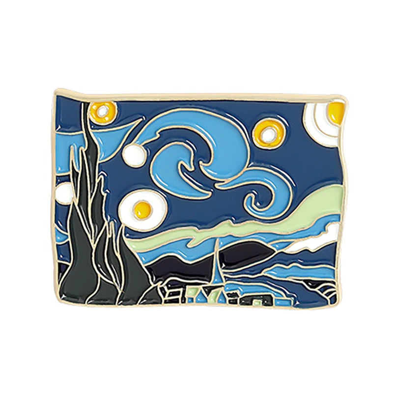 Painting Art Brooch Lapel Pin - Van Gogh Munch Davinci Renoir Picasso