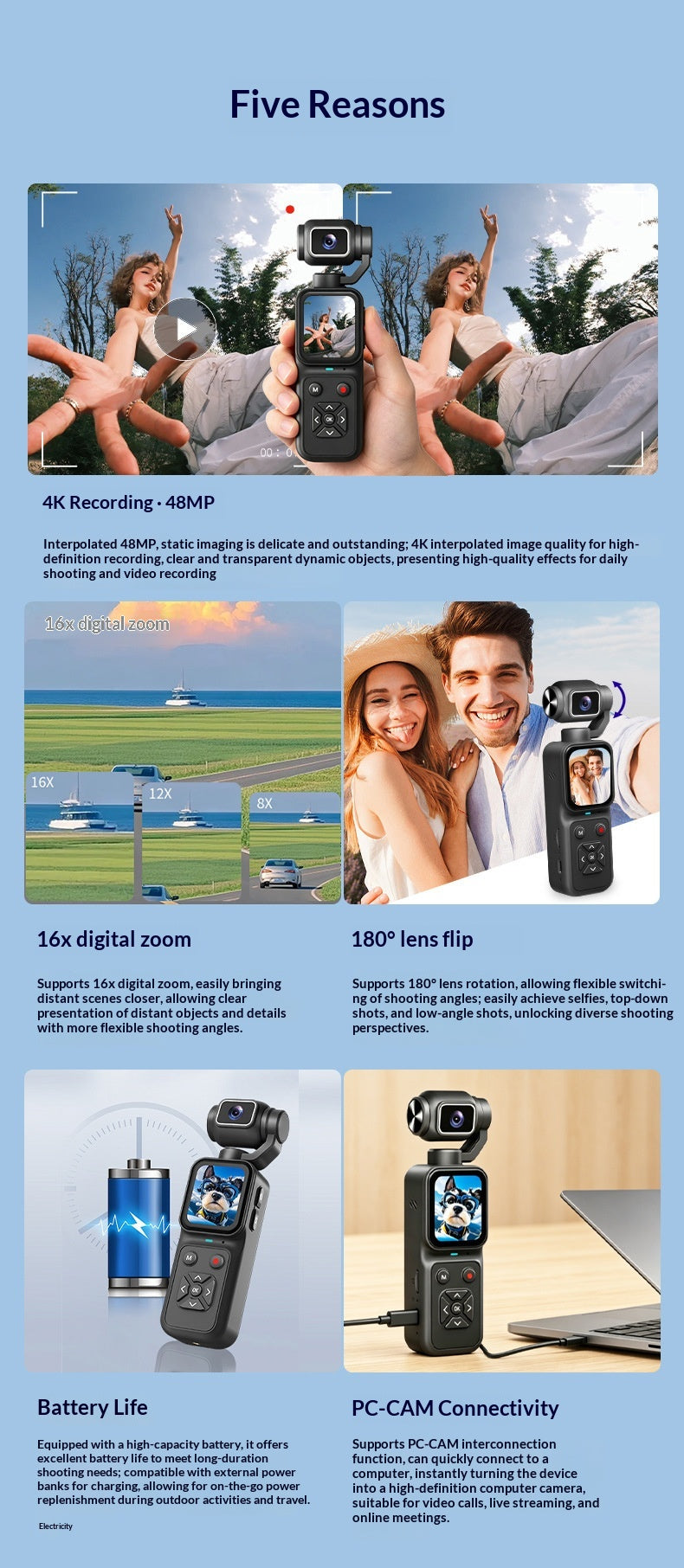 Portable Outdoor 180-Degree Flip Camera
